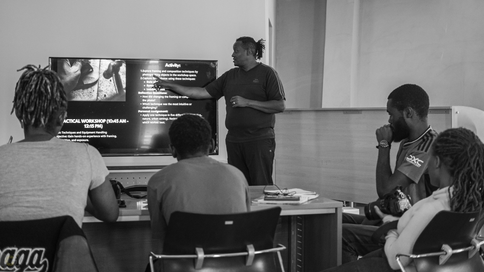 Students or participants actively engaged in a learning session